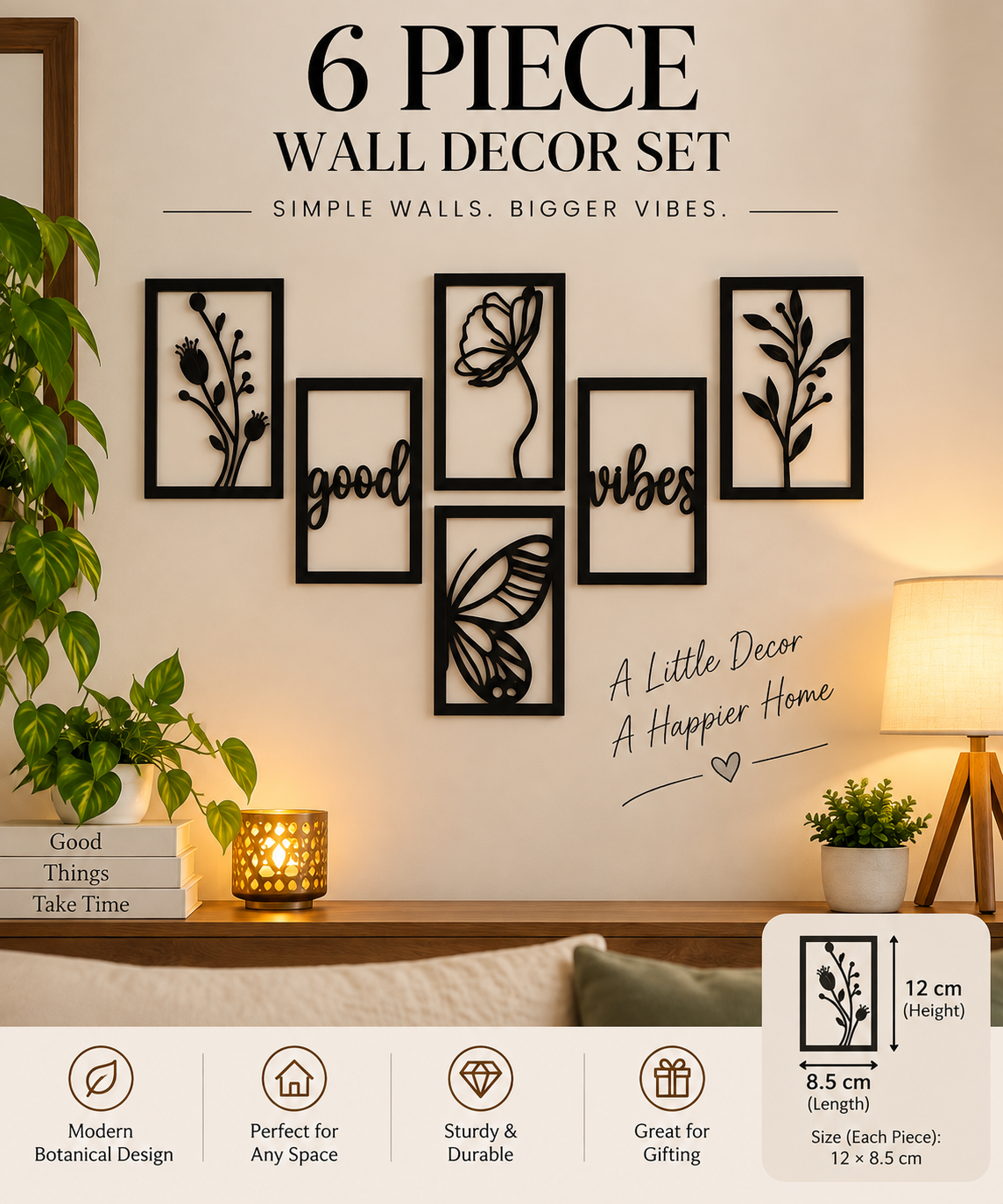 6-Piece Wall Decor Set – Modern Botanical Wall Art