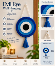 Blue & White Evil Eye Wall Hanging – Handmade Wall Decor